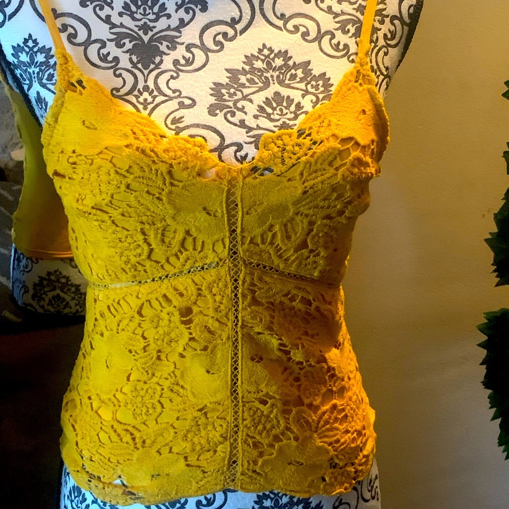Yellow Lace Tank Top